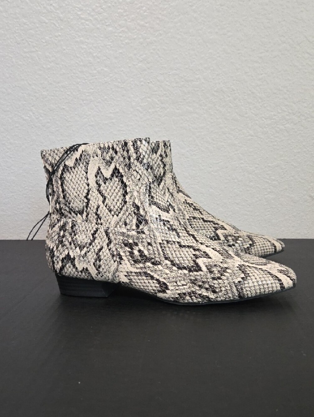 Worthington Beige & Black Snake-Print Ankle Boots